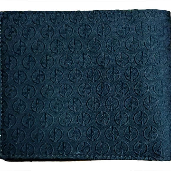 Giorgio Armani Embossed Black Card Holder Wallet